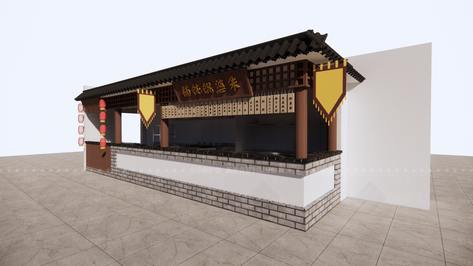 新中式快餐店SU模型下载【ID:1125161255】