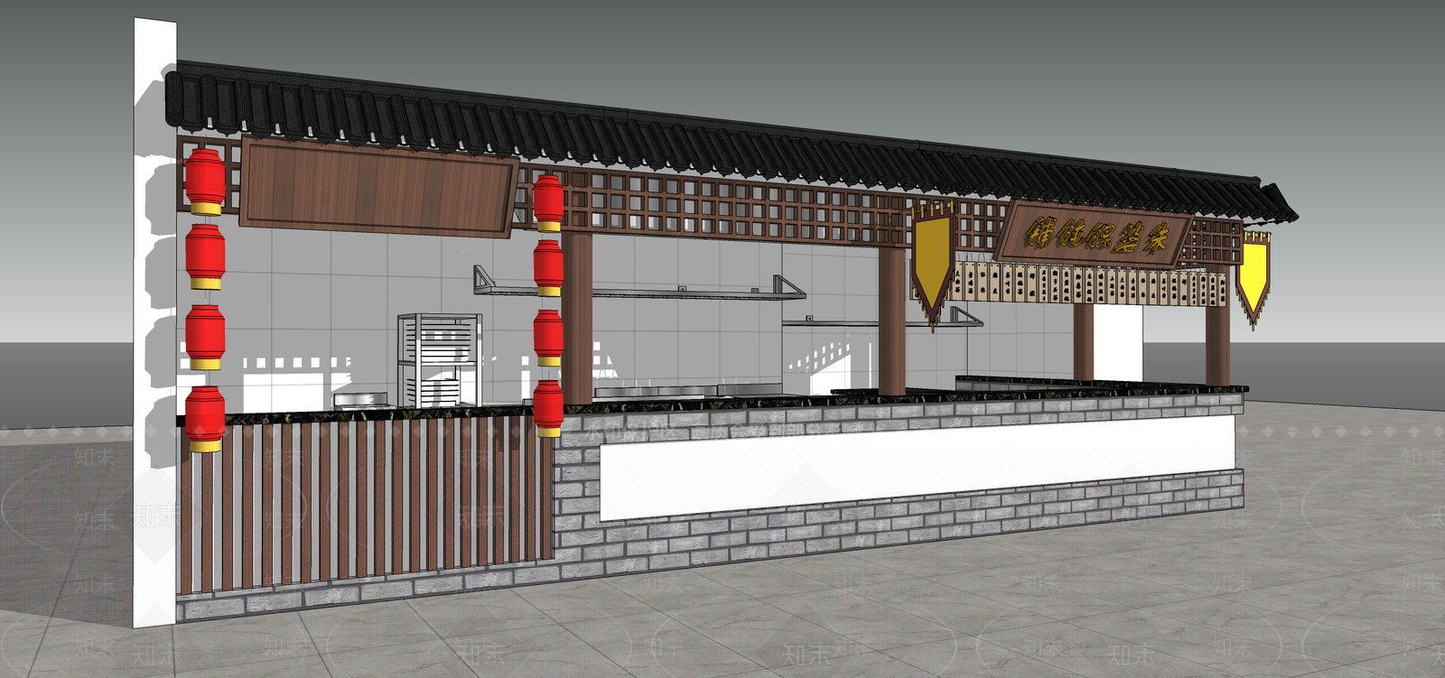 新中式快餐店SU模型下载【ID:1125161255】