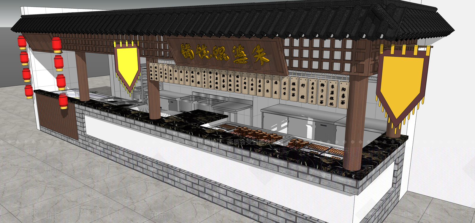 新中式快餐店SU模型下载【ID:1125161255】