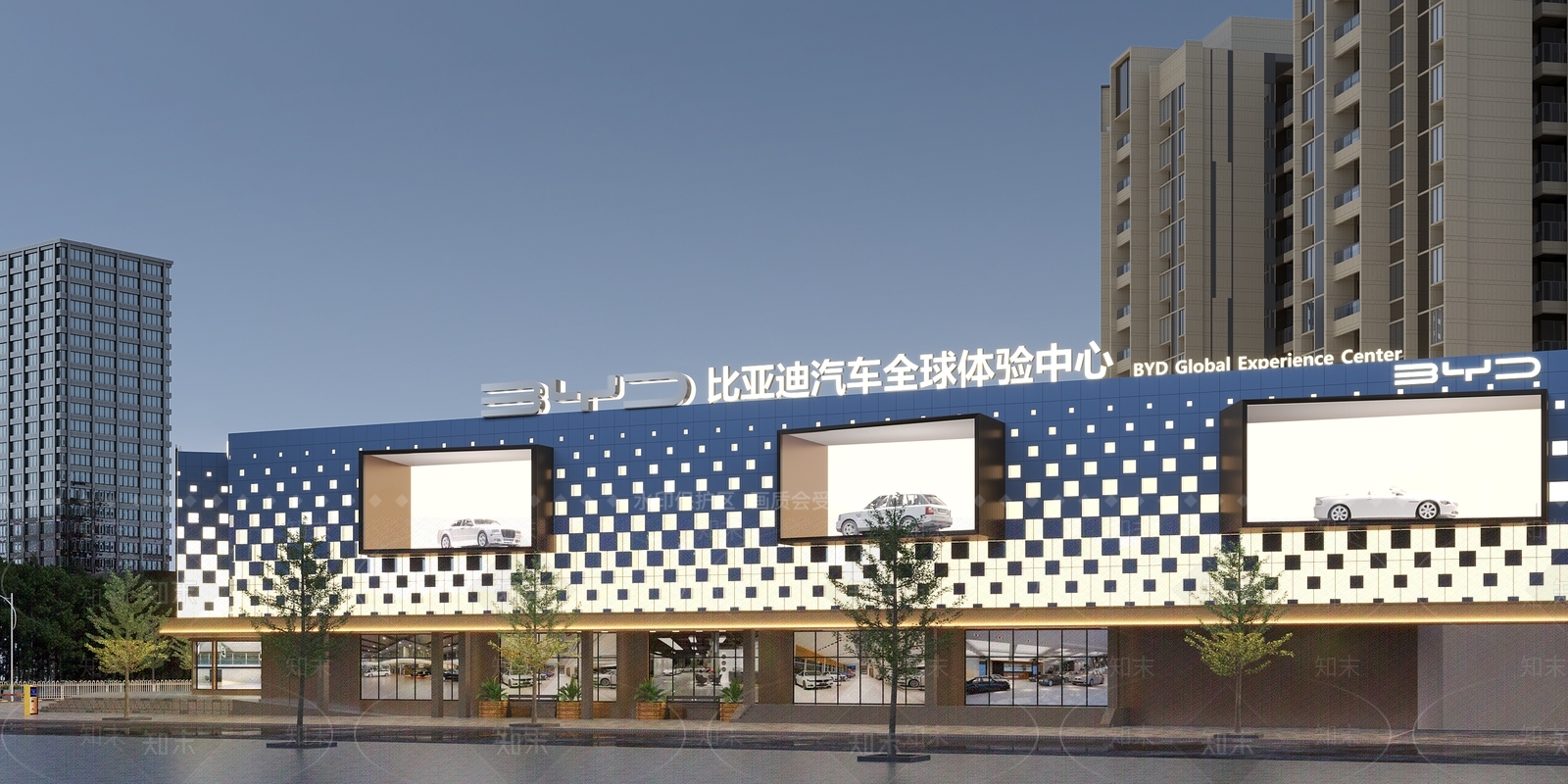 现代比亚迪汽车店门头3D模型下载【ID:1125165386】