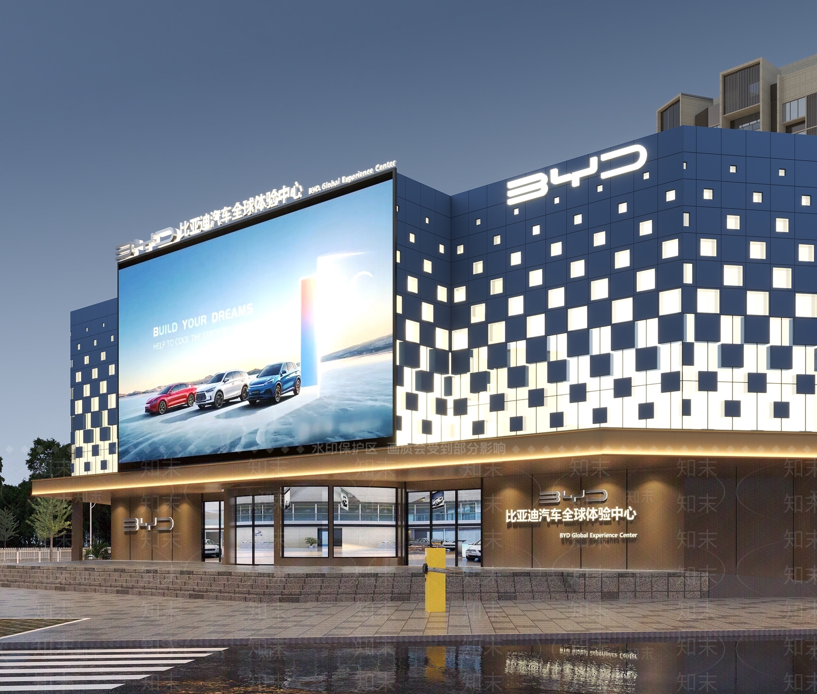 现代比亚迪汽车店门头3D模型下载【ID:1125165386】
