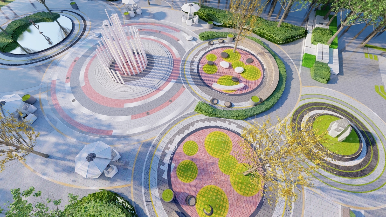 现代文化广场景观SU模型下载【ID:1125297741】