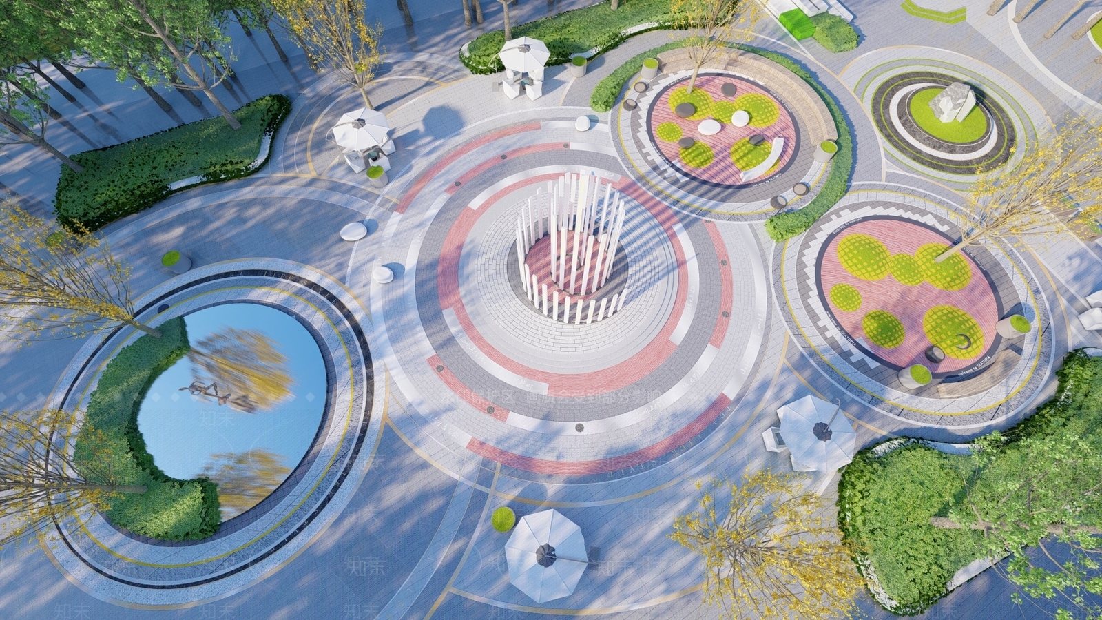现代文化广场景观SU模型下载【ID:1125297741】