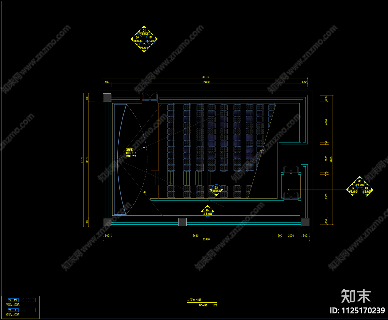 现代电影院cad施工图下载【ID:1125170239】