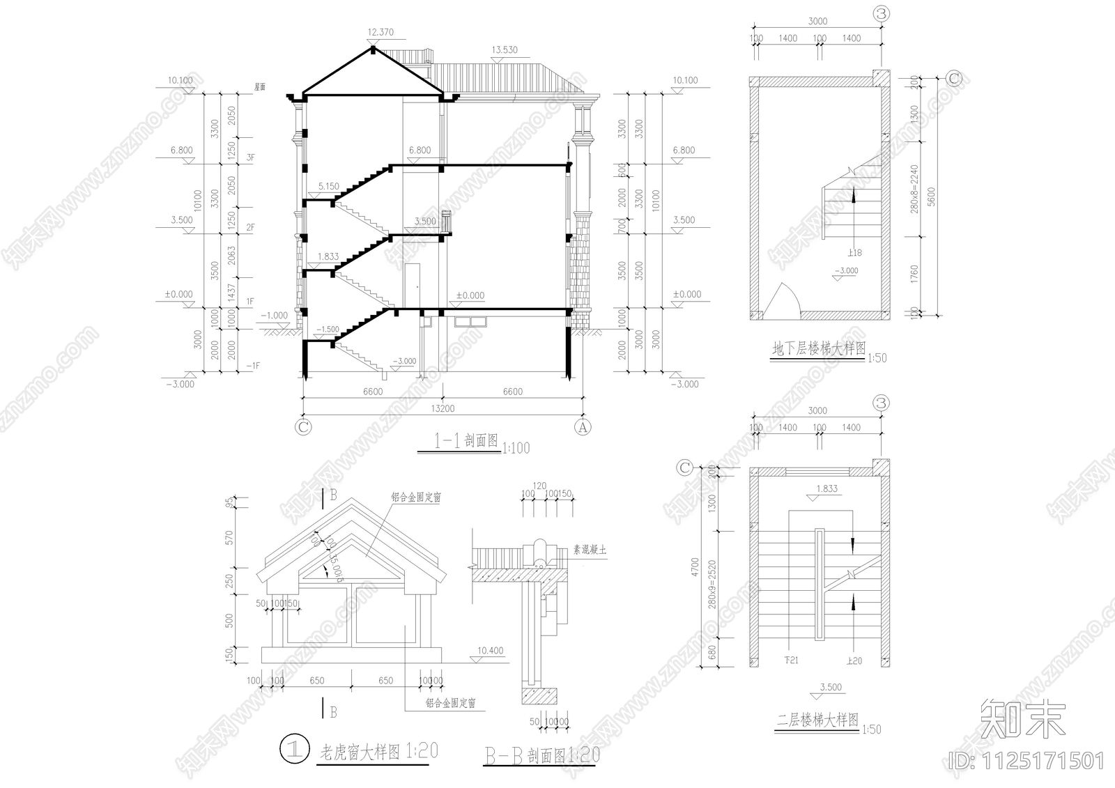 农村自建650平方三层欧式别墅建筑图cad施工图下载【ID:1125171501】