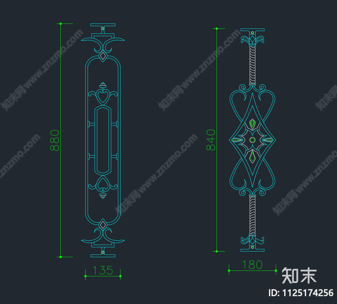 造型栏杆围栏cad施工图下载【ID:1125174256】