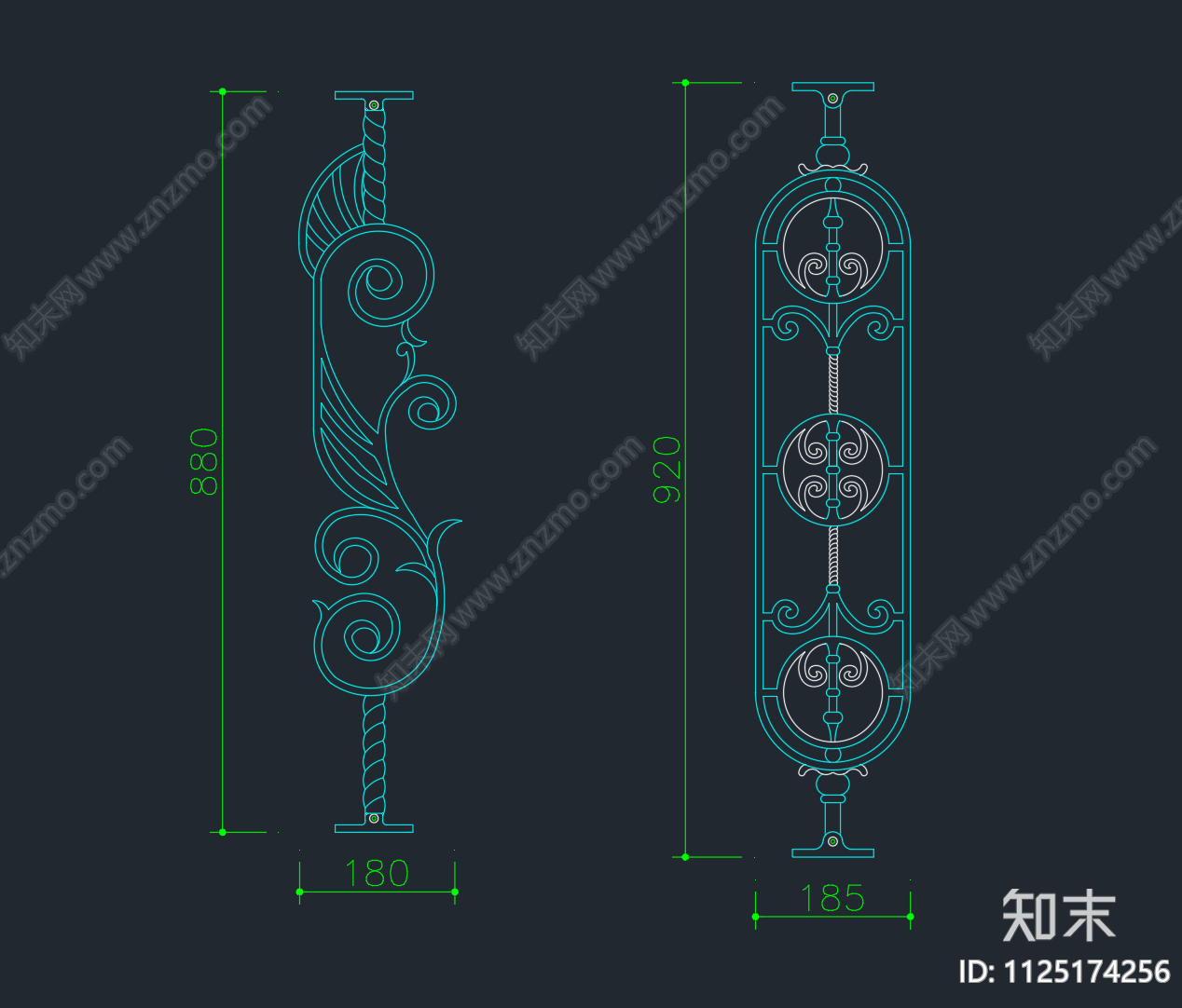 造型栏杆围栏cad施工图下载【ID:1125174256】
