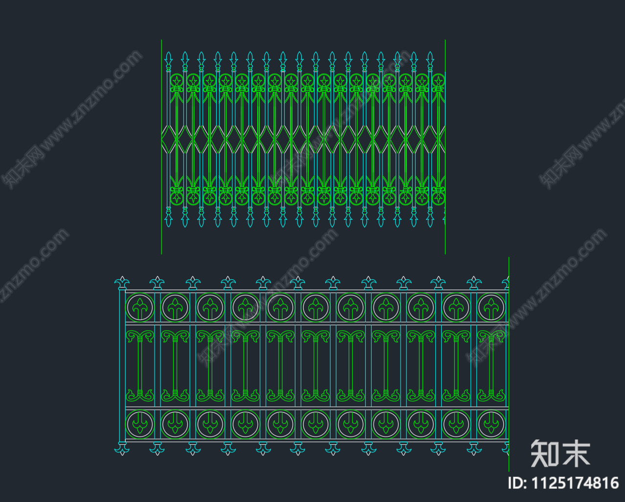 围栏栏杆cad施工图下载【ID:1125174816】