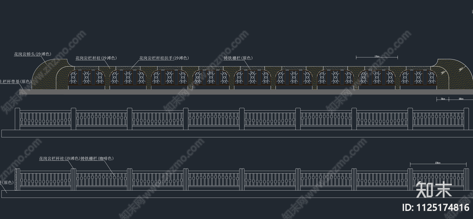 围栏栏杆cad施工图下载【ID:1125174816】