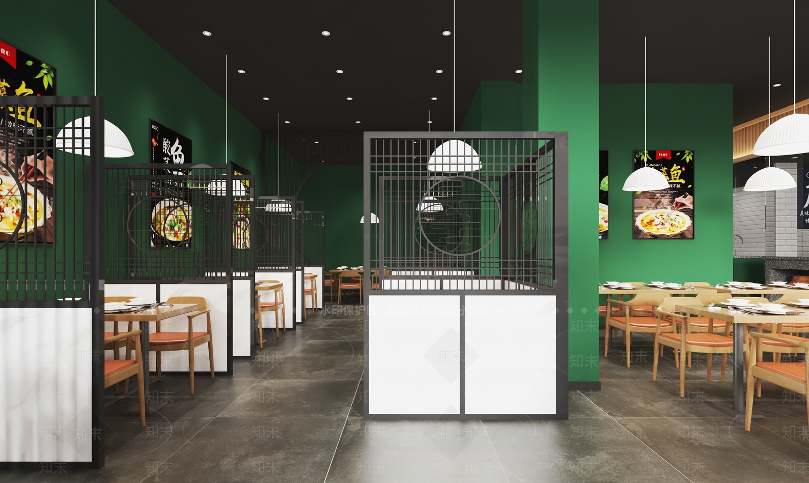 现代酸菜鱼火锅店3D模型下载【ID:1125283311】