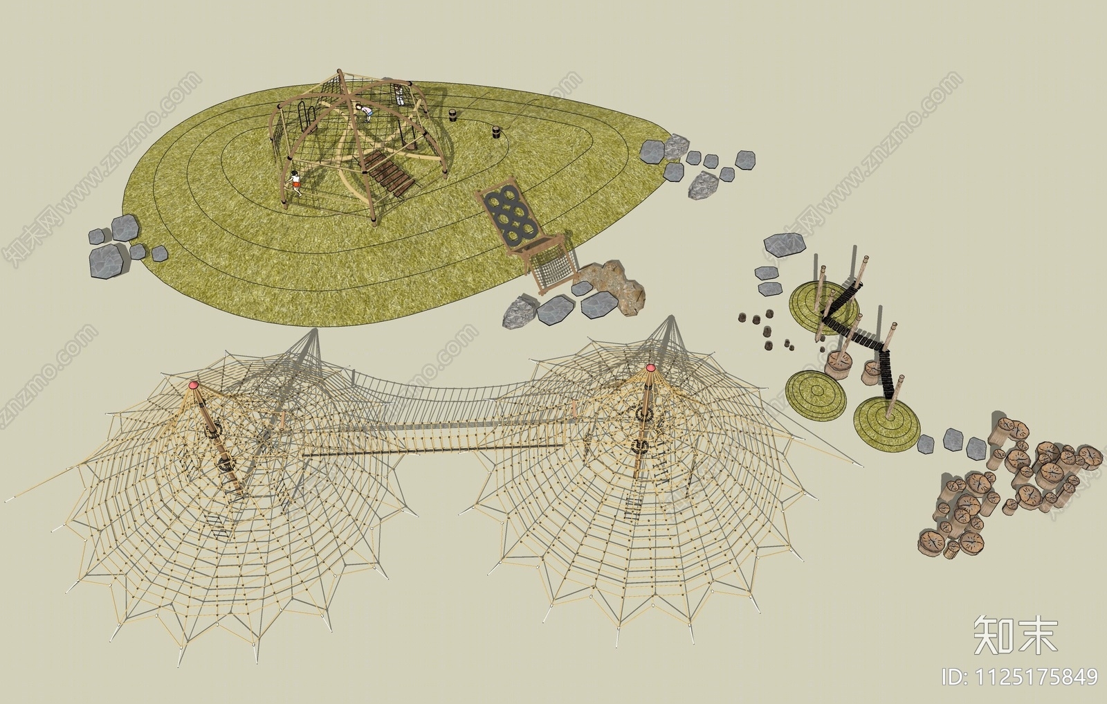 木质游乐设施SU模型下载【ID:1125175849】