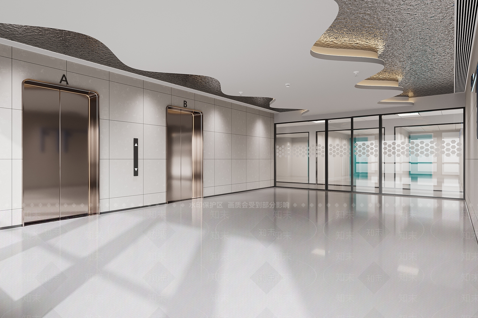 现代电梯厅3D模型下载【ID:1125279139】