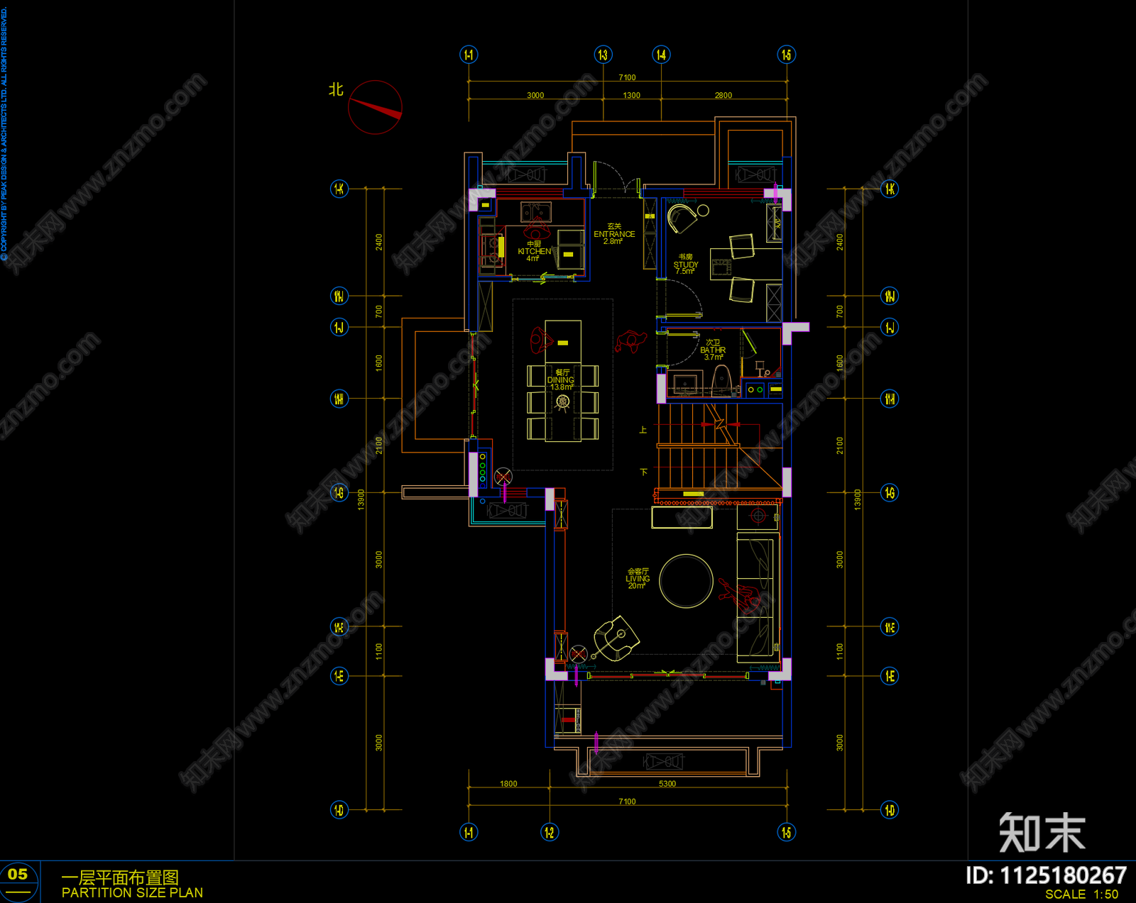 现代别墅样板间cad施工图下载【ID:1125180267】