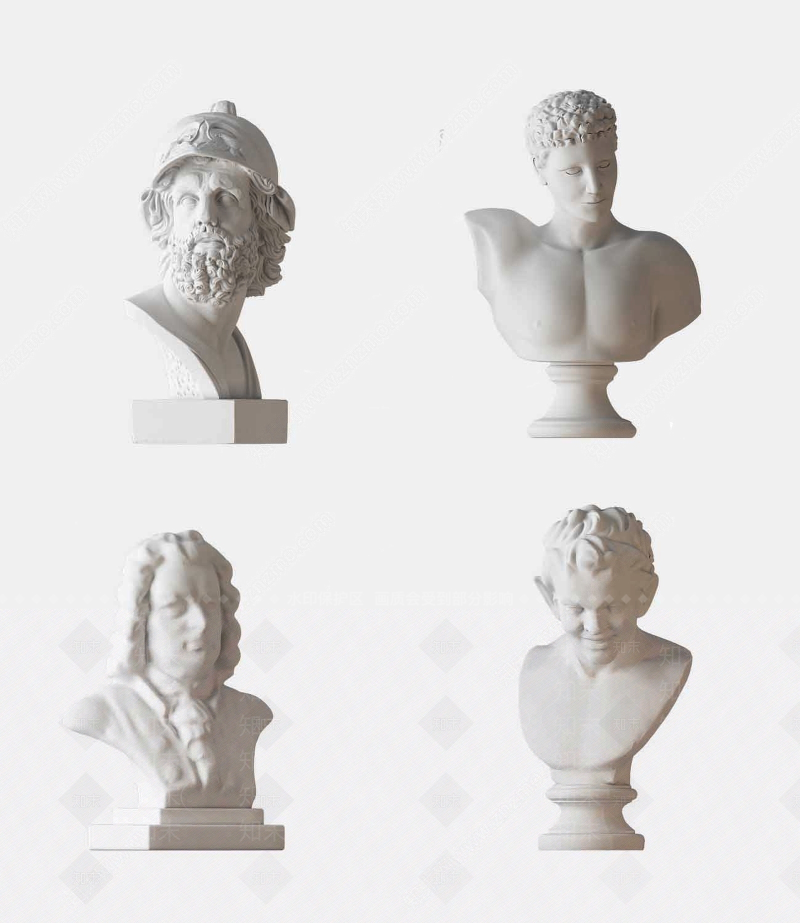 欧式人物人头雕塑SU模型下载【ID:1125182379】