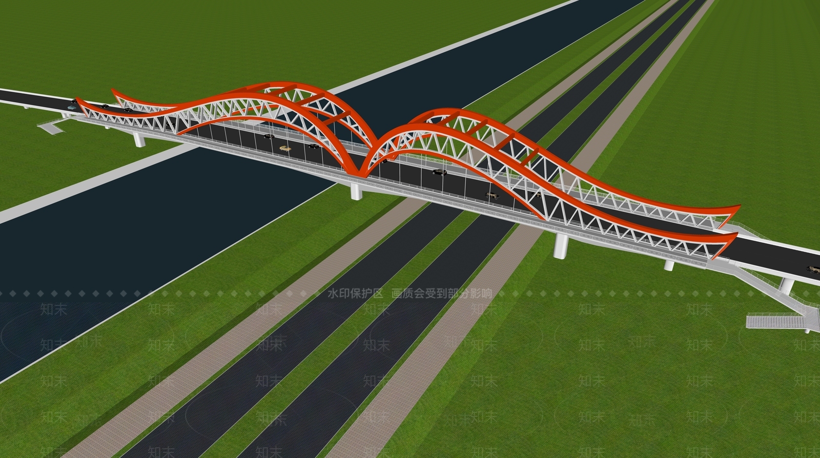 现代公路大桥SU模型下载【ID:1125183951】