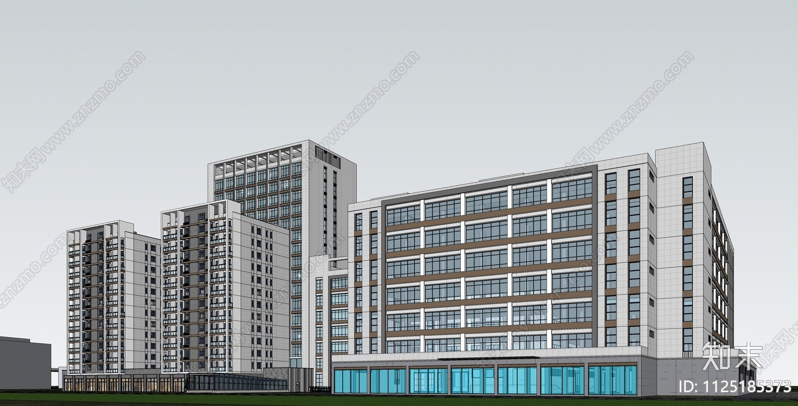 现代高层办公楼SU模型下载【ID:1125185373】