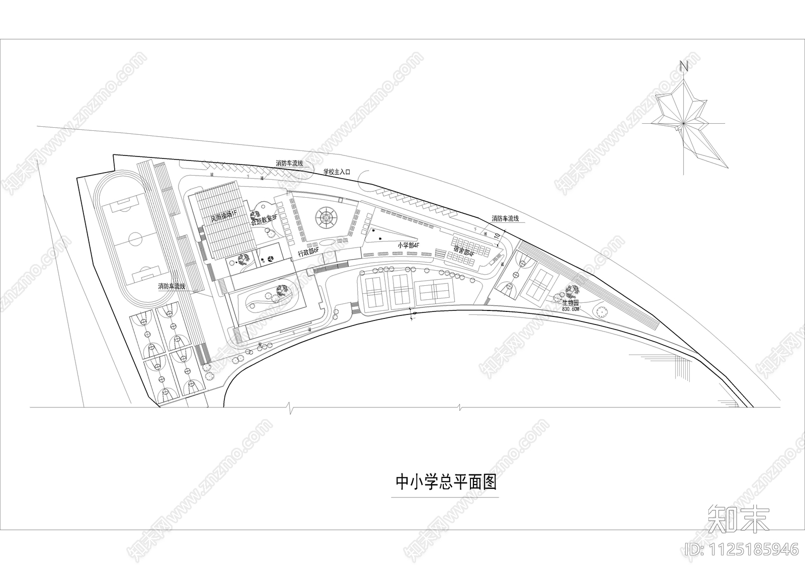 中小学平面图施工图下载【ID:1125185946】