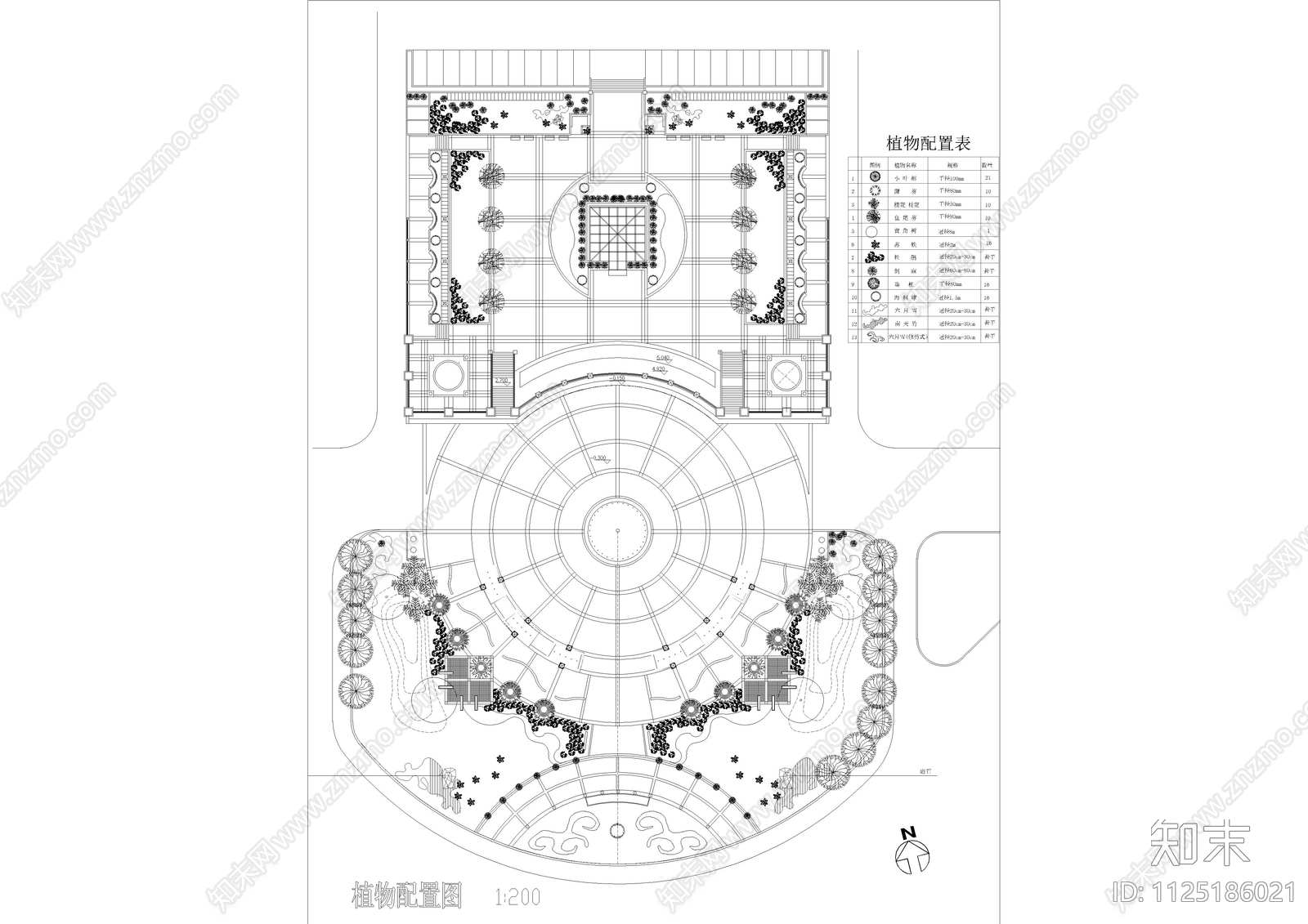 广场景观及植物配置图施工图下载【ID:1125186021】