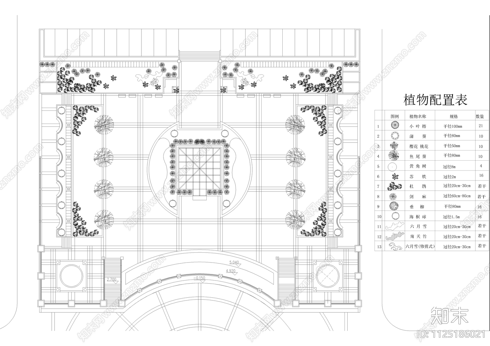 广场景观及植物配置图施工图下载【ID:1125186021】