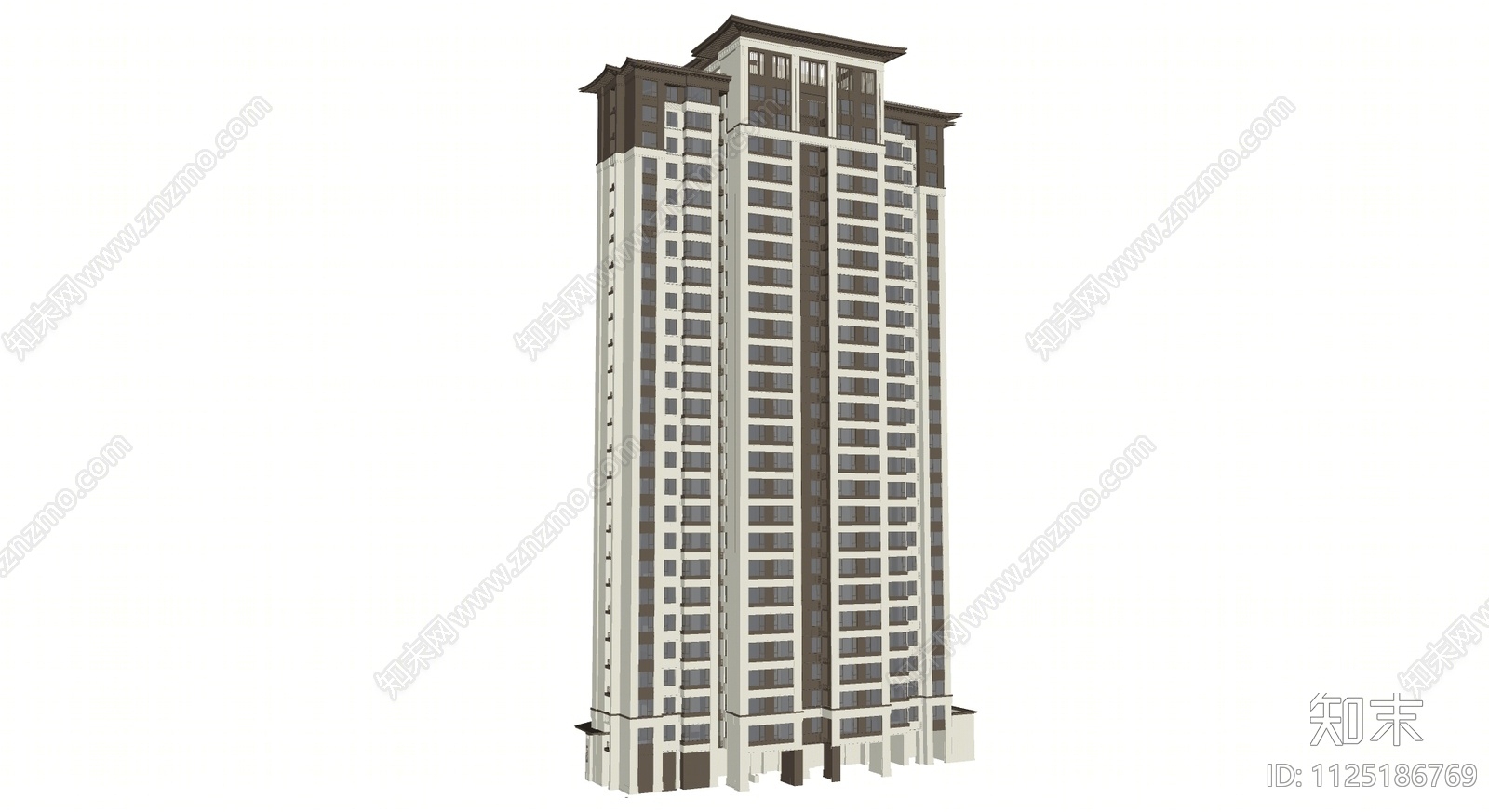 新中式小区高层住宅SU模型下载【ID:1125186769】