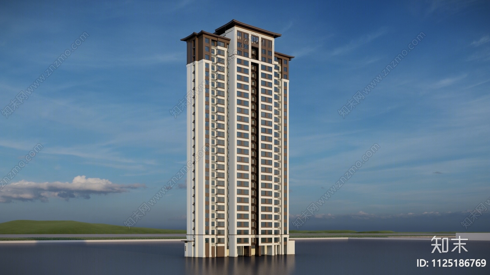新中式小区高层住宅SU模型下载【ID:1125186769】