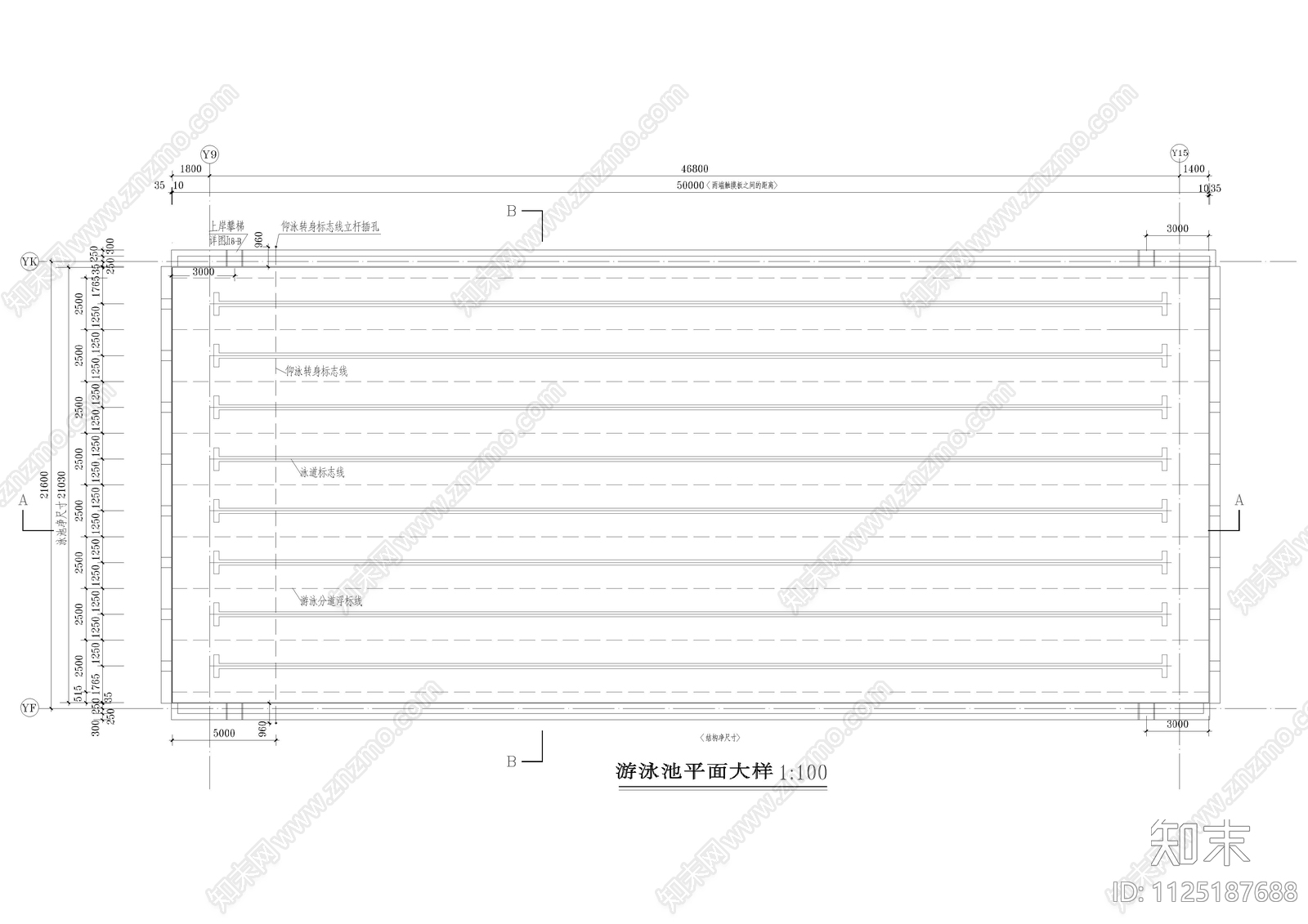 现代游泳池大样图cad施工图下载【ID:1125187688】