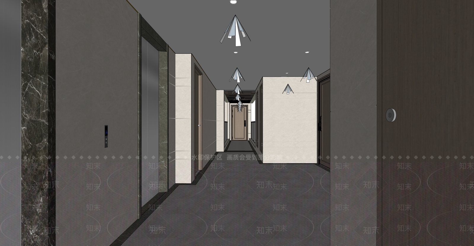 现代电梯厅SU模型下载【ID:1125187926】