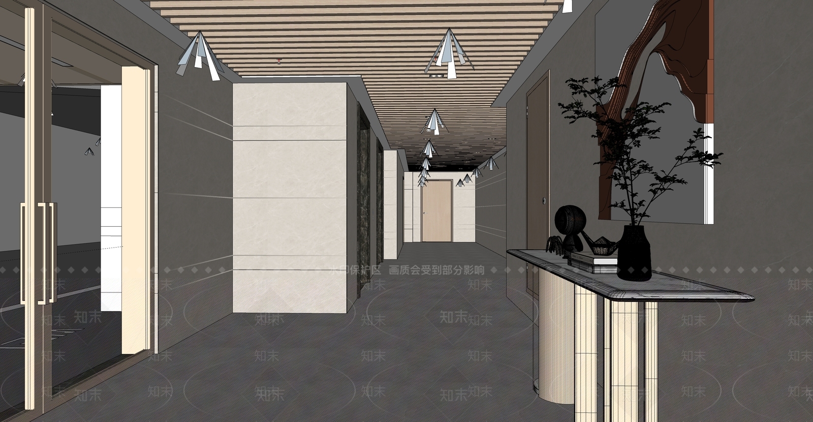 现代电梯厅SU模型下载【ID:1125188056】