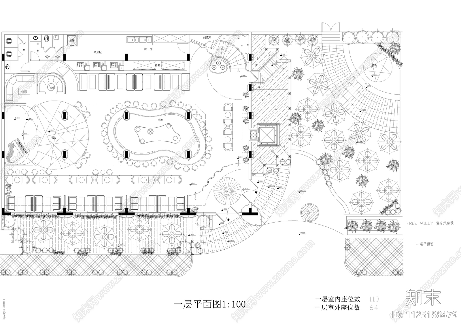 现代连锁量贩KTV平面图cad施工图下载【ID:1125188479】