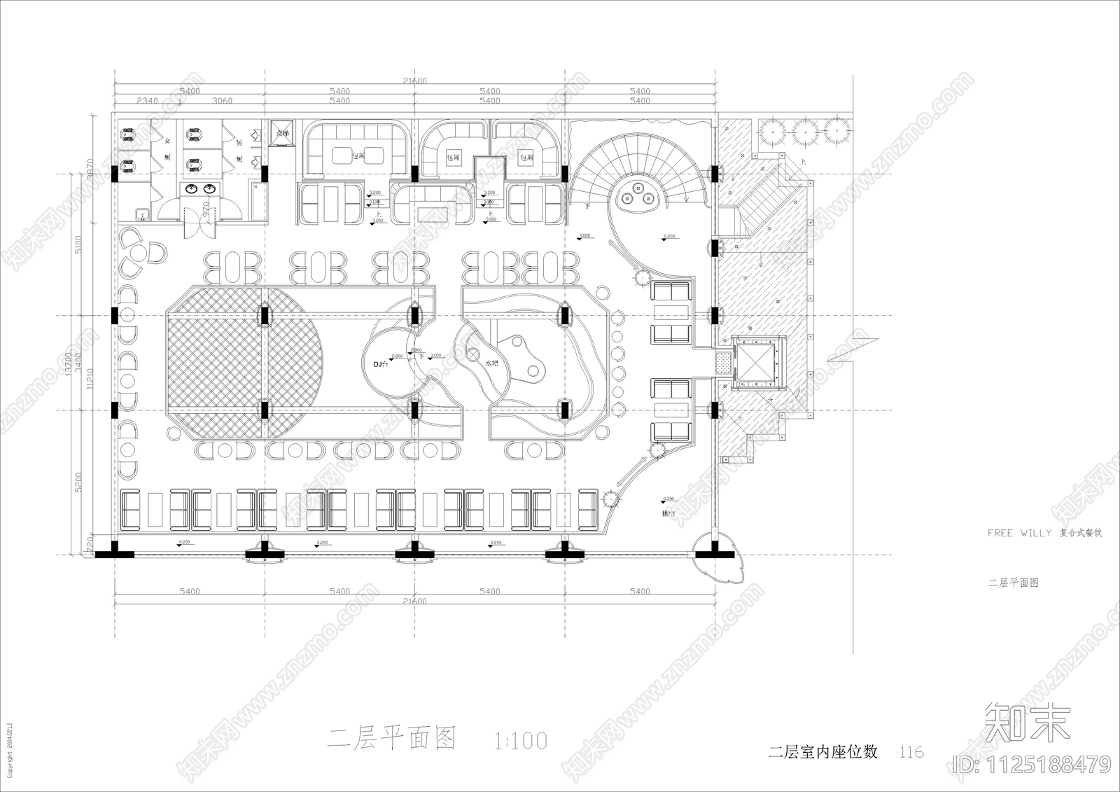 现代连锁量贩KTV平面图cad施工图下载【ID:1125188479】