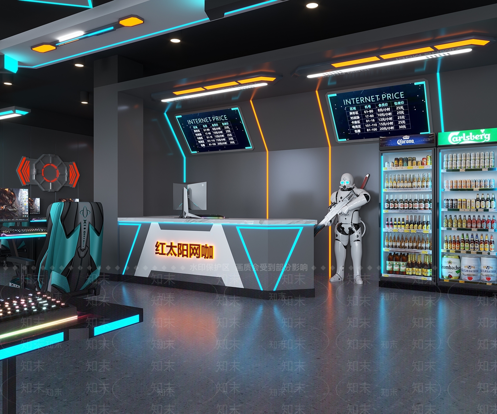 现代科技风网咖3D模型下载【ID:1125190536】