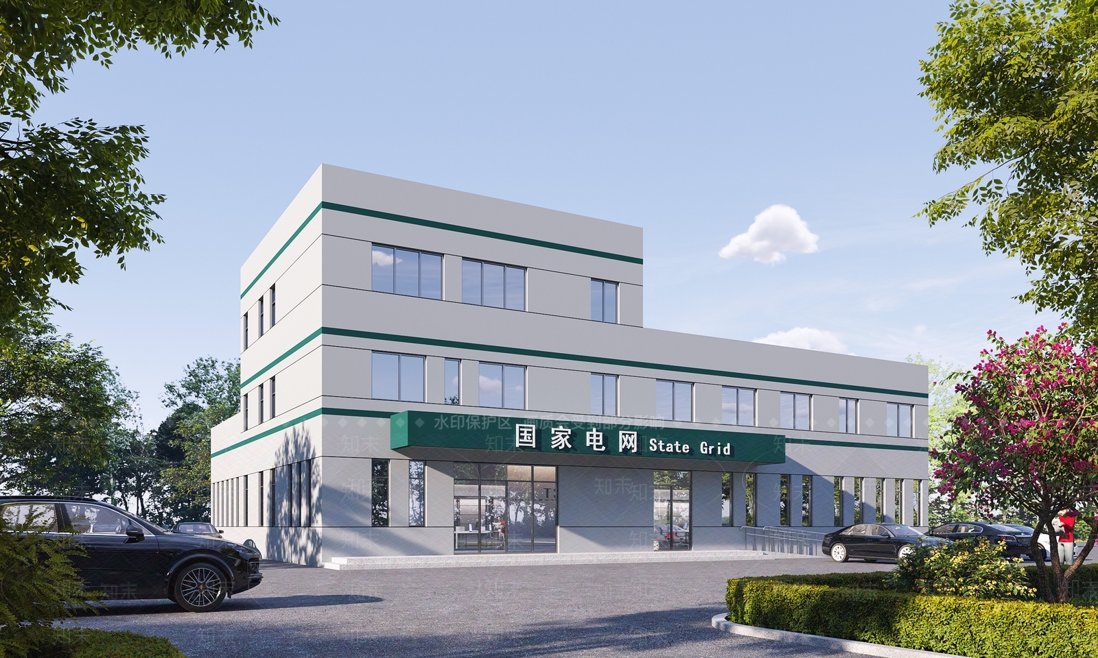 现代国家电网办公楼3D模型下载【ID:1125191877】
