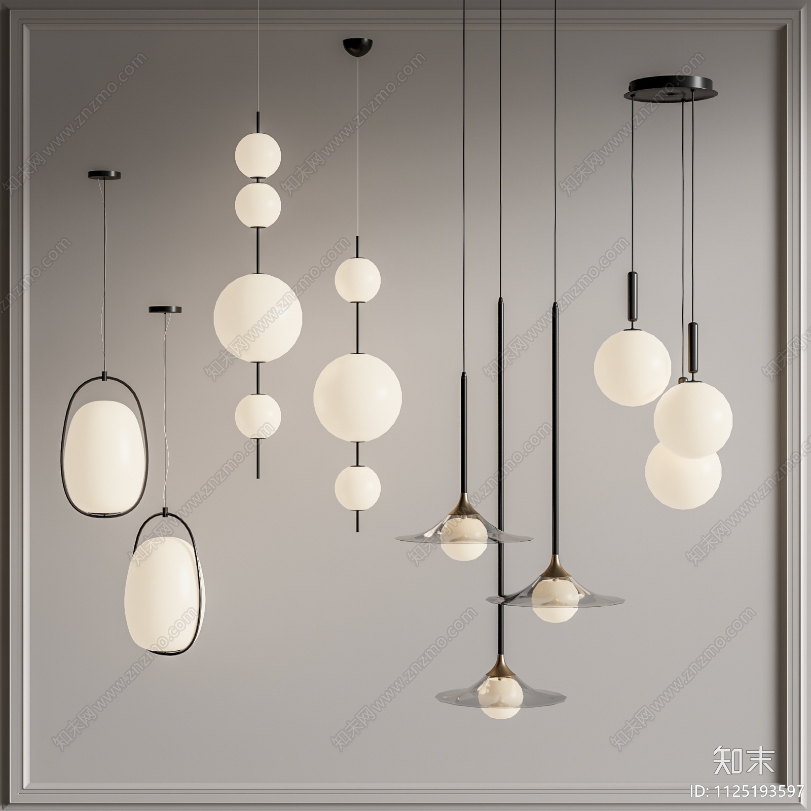 现代球形吊灯SU模型下载【ID:1125193597】