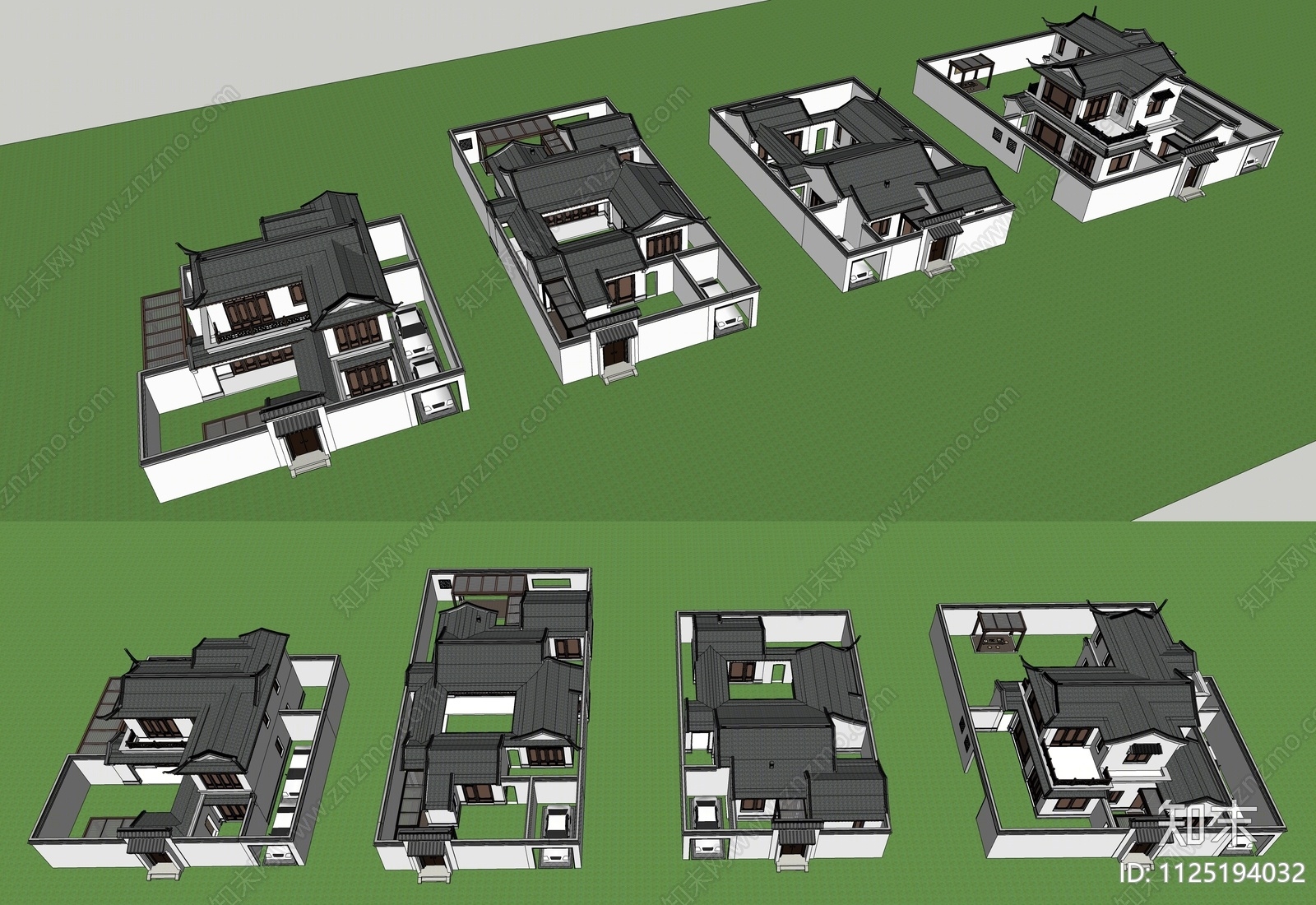 中式四合院SU模型下载【ID:1125194032】