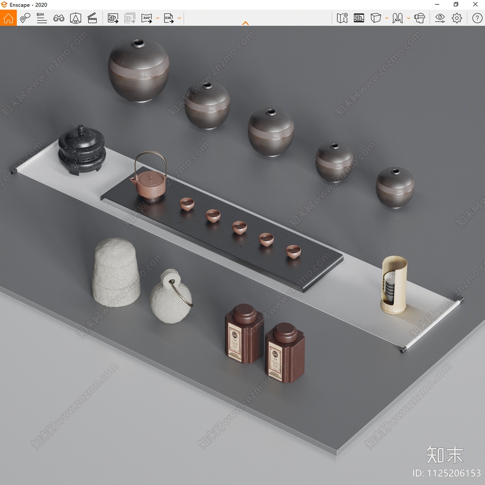 茶具摆件SU模型下载【ID:1125206153】