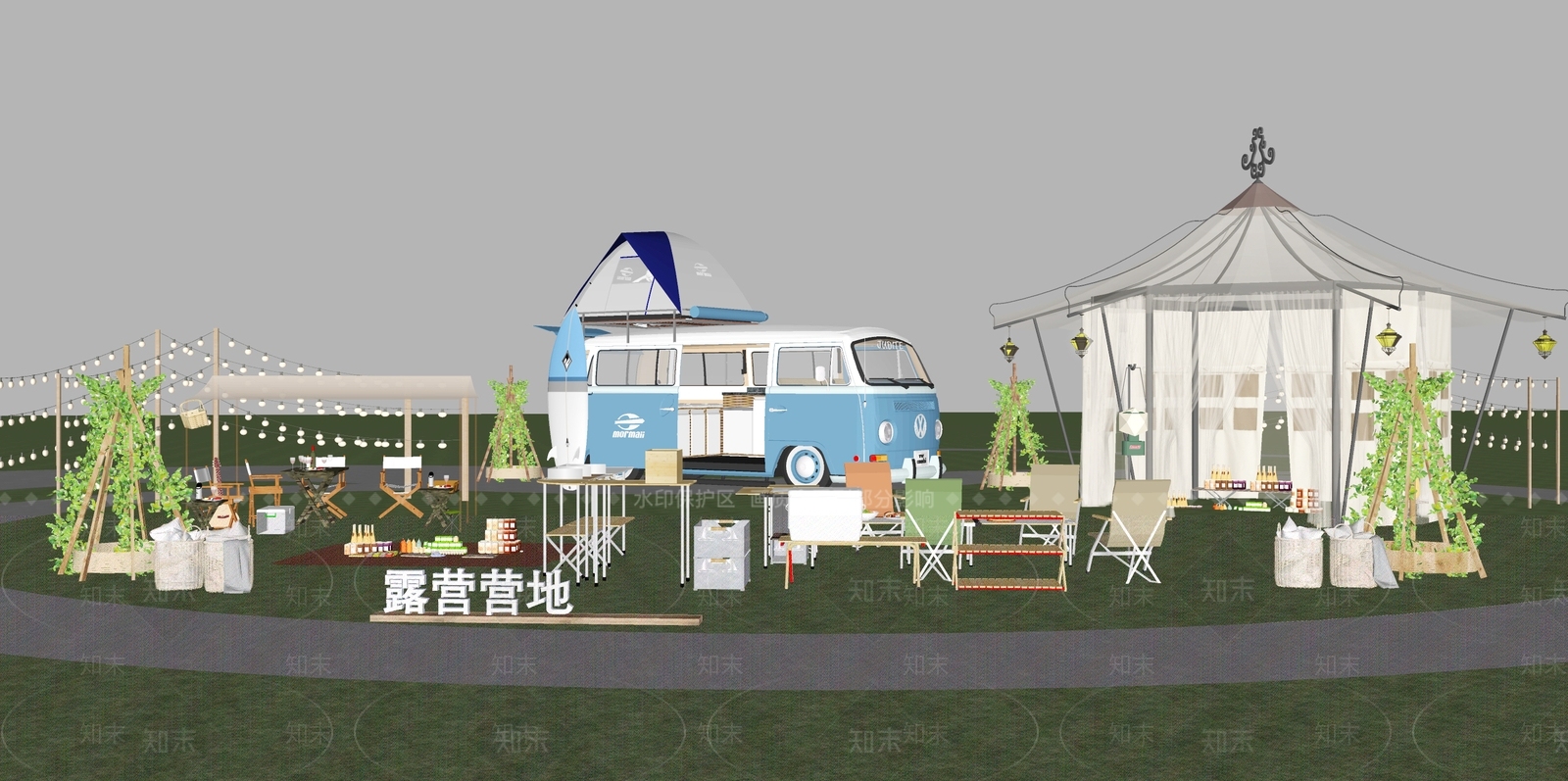 户外烧烤SU模型下载【ID:1125207959】