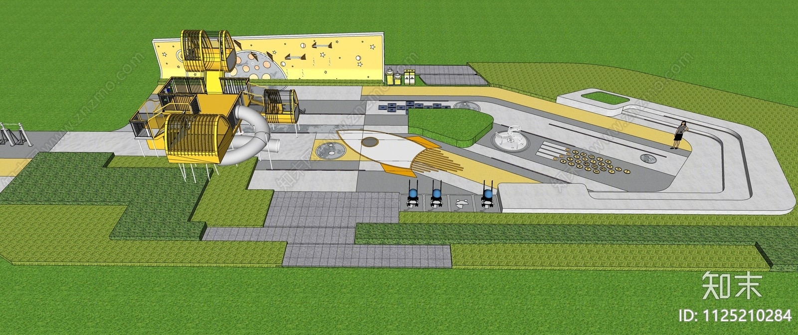 现代小区儿童游乐区SU模型下载【ID:1125210284】