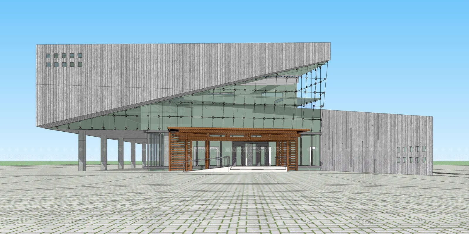 现代社区文化艺术展览馆SU模型下载【ID:1125215401】