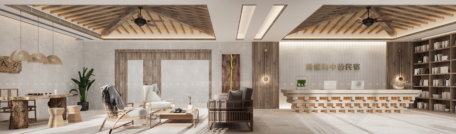侘寂民宿接待大厅3D模型下载【ID:1125216465】