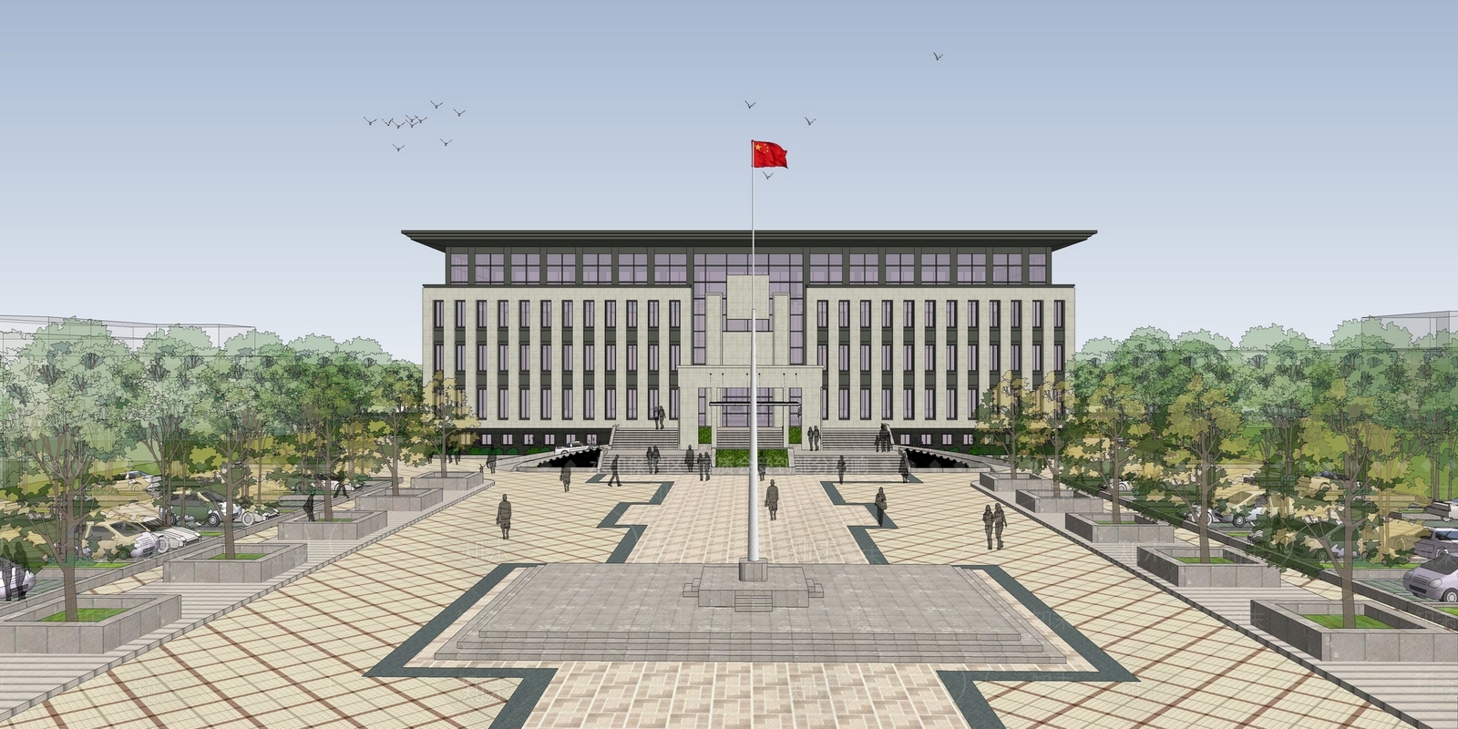 新中式大学生图书馆SU模型下载【ID:1125216461】