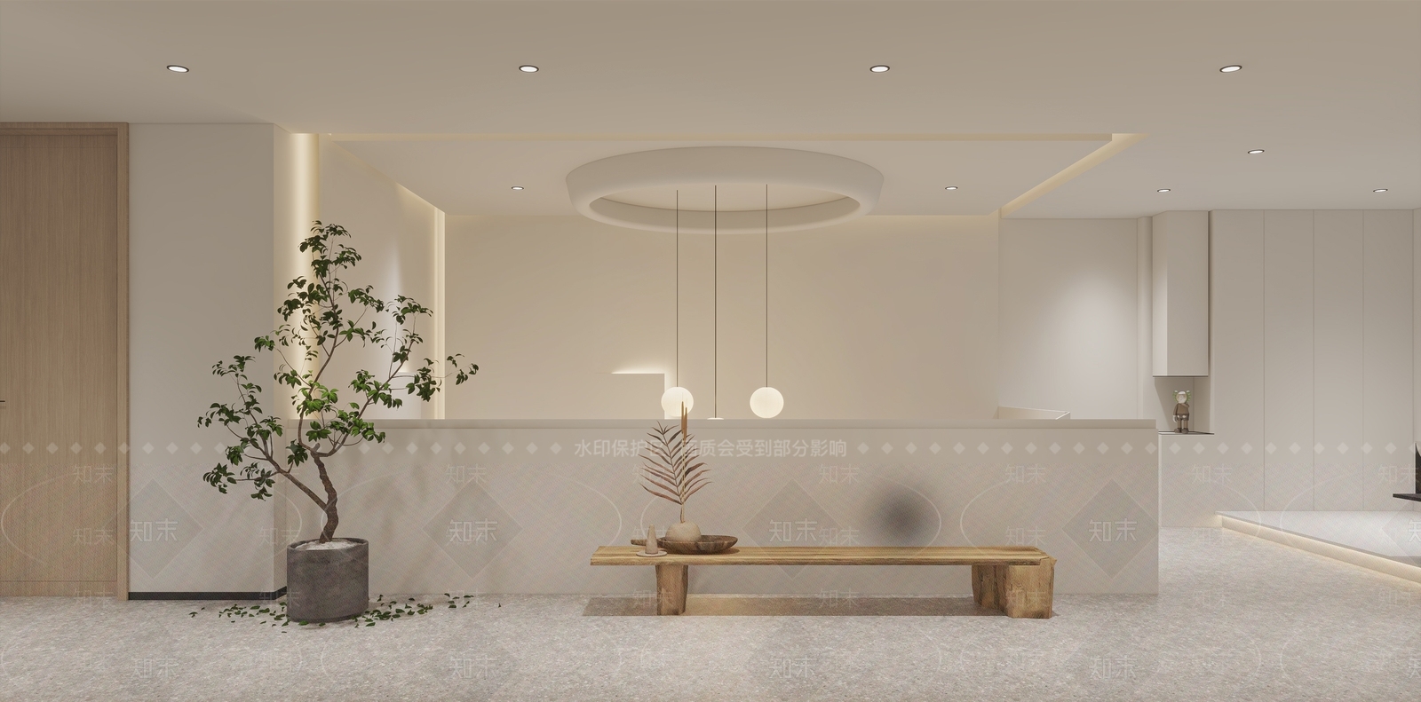 现代奶油风楼梯间3D模型下载【ID:1125378109】