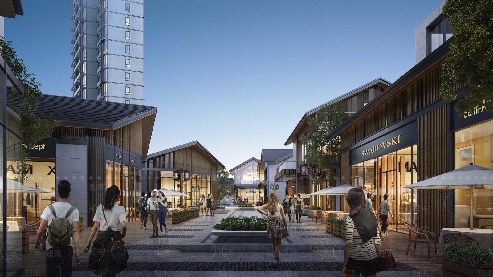 新中式仿太古里商业街SU模型下载【ID:1125243135】