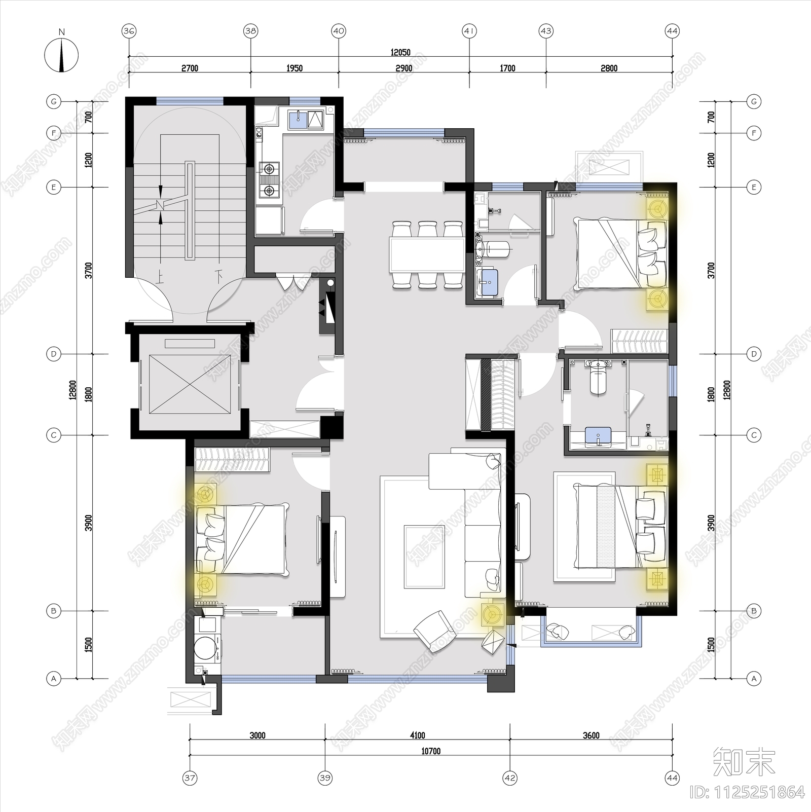 样板间平面布置图施工图下载【ID:1125251864】