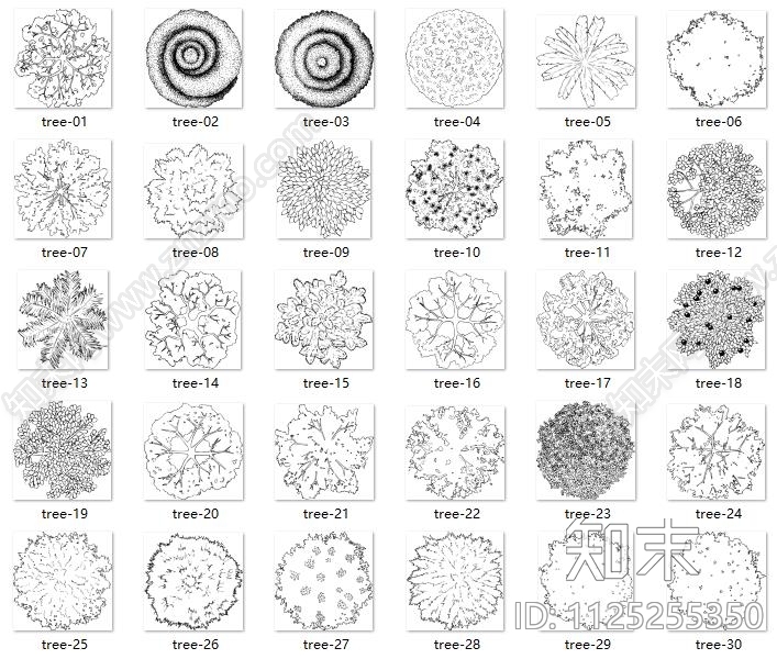 黑白线稿平面树免扣png下载【ID:1125255350】
