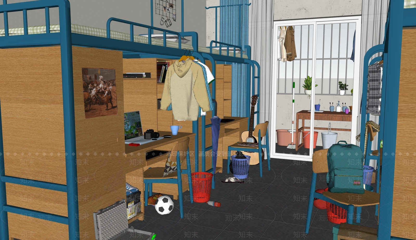 现代学生宿舍SU模型下载【ID:1125262011】