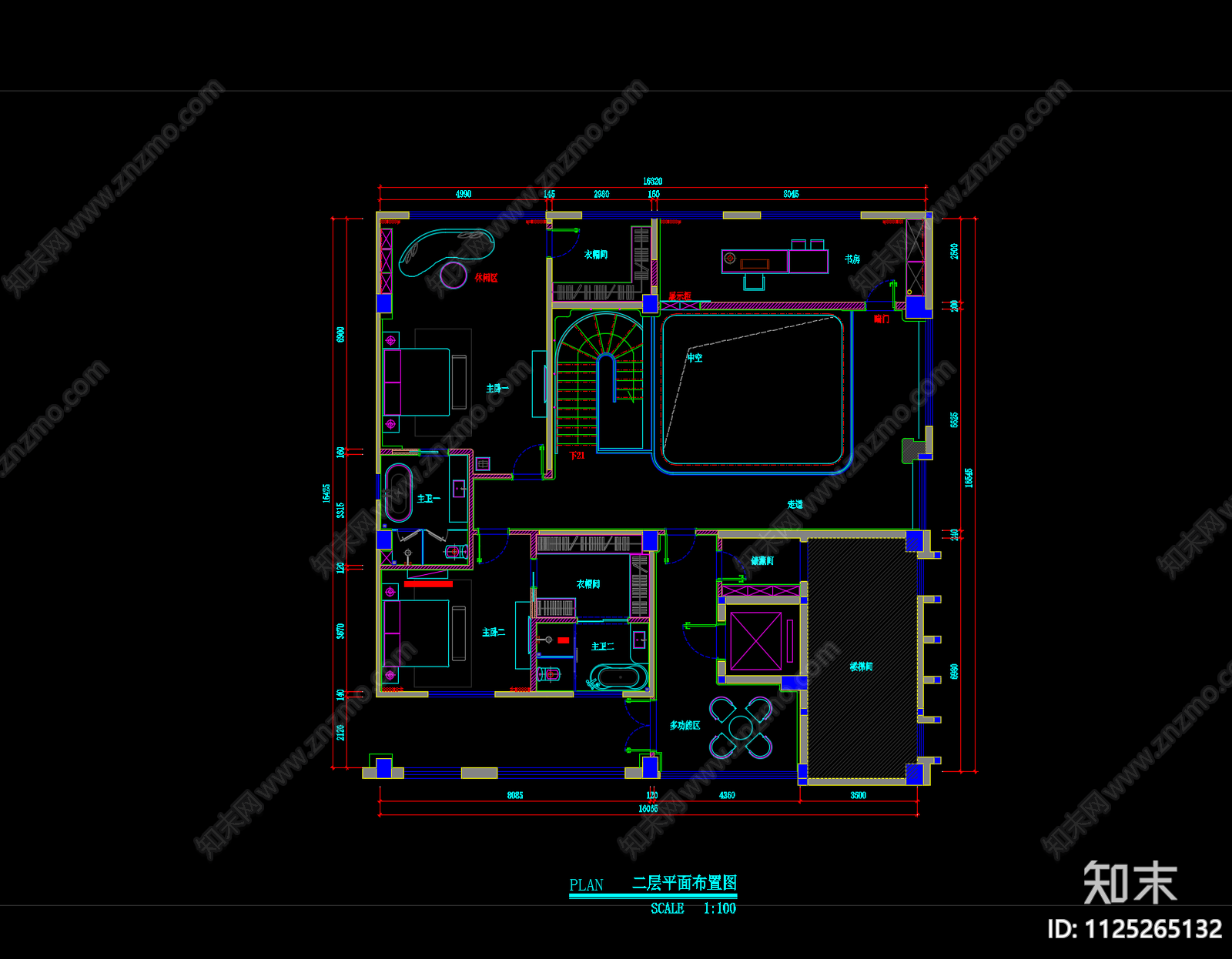 后现代680㎡别墅cad施工图下载【ID:1125265132】