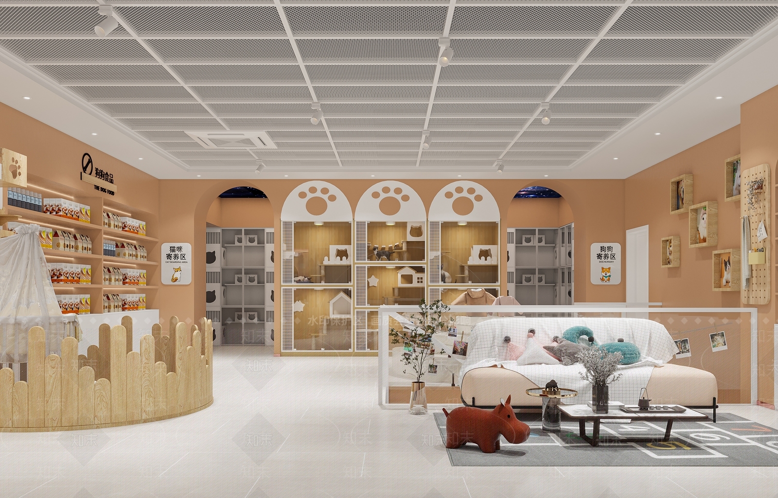 现代猫咖宠物店3D模型下载【ID:1125270706】