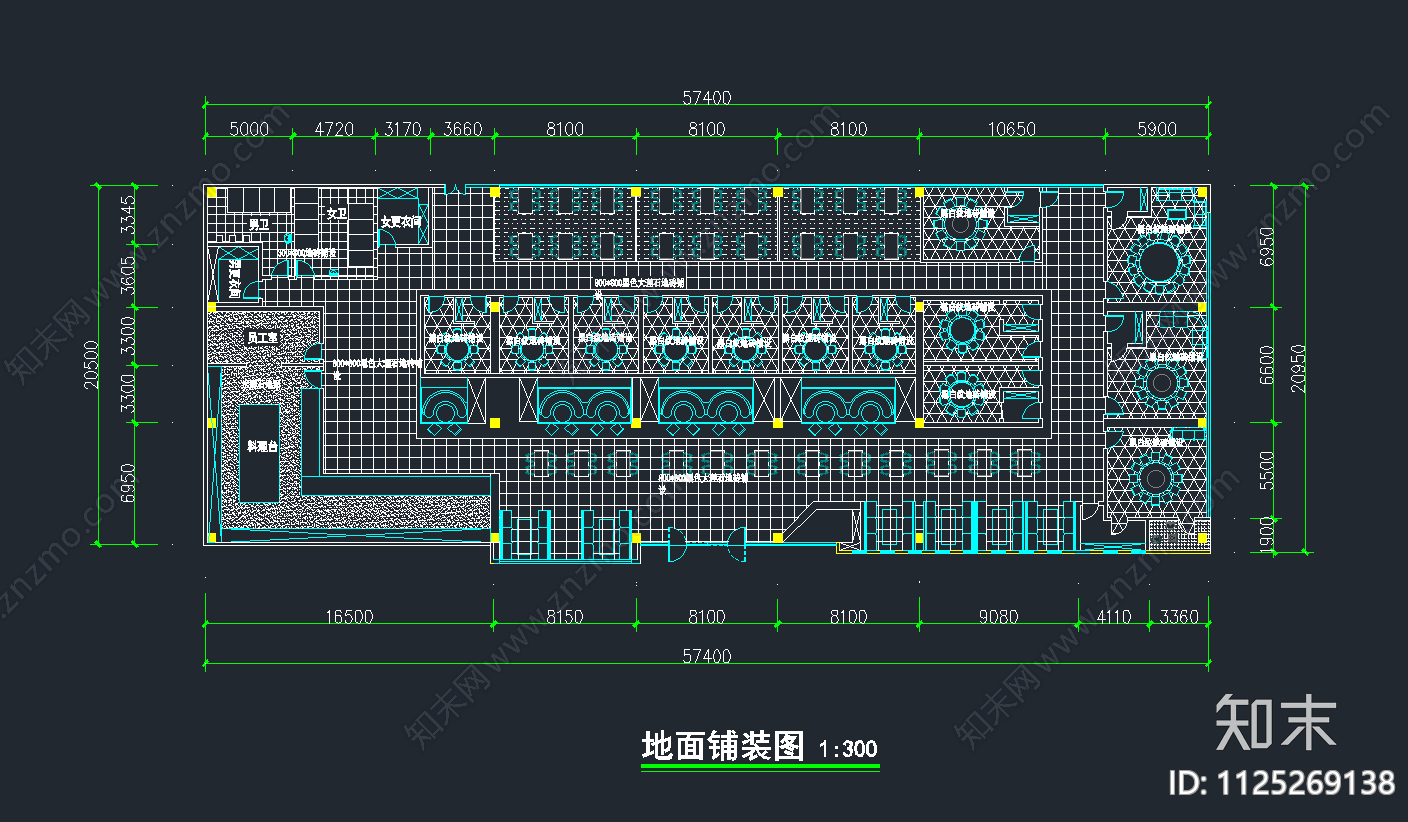 现代风格餐饮空间平面cad施工图下载【ID:1125269138】