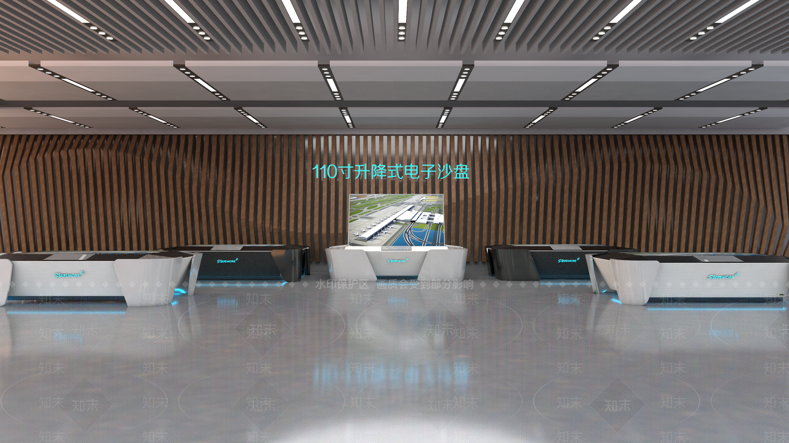110寸显示屏升降式数字电子沙盘SU模型下载【ID:1125274332】