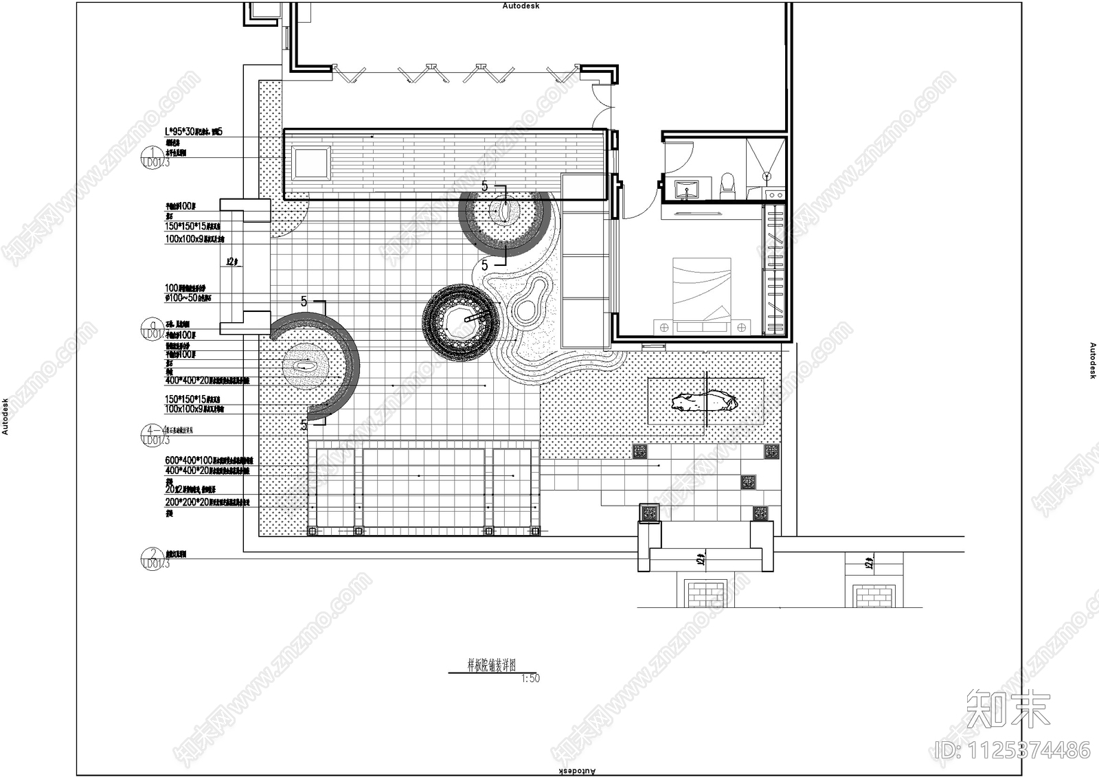 日式庭院景观施工图施工图下载【ID:1125374486】
